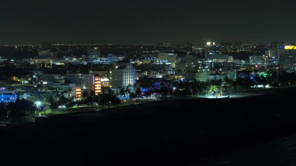 Ocean Drive Havadan Görünümü Miami Gece — Stok video