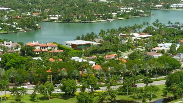 Letecký Pohled Luxusní Nábřeží Panská Sídla Miami — Stock video