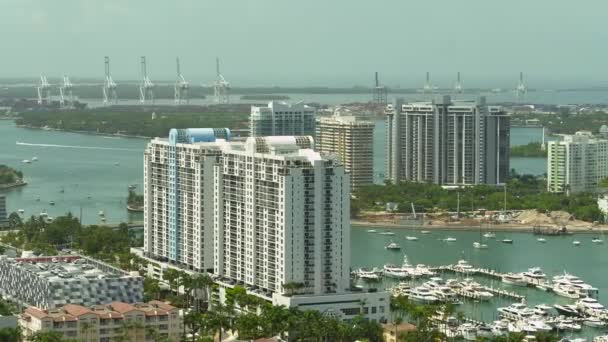 Luchtfoto Van Flatgebouwen Baai Miami — Stockvideo