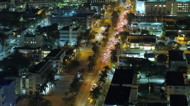 Costruzione Sul Macarthur Causeway Notte Traffico Aereo Video — Video Stock