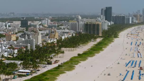 Úzký Teleobjektiv Letecké Hukot Video Miami Beach Florida — Stock video