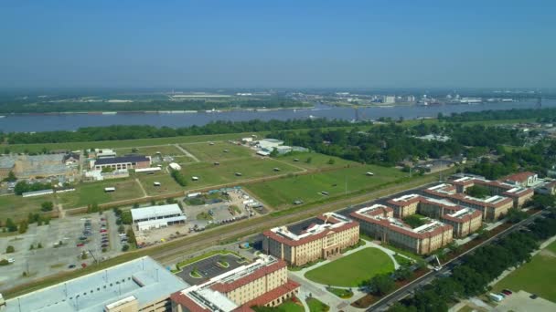 Antenn Drönare Footage Louisiana Industrilandskapet Syn Mississippi — Stockvideo