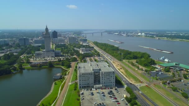 Légi Drone Videóinak Baton Rouge River Road — Stock videók