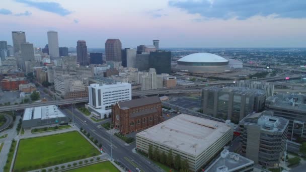 Aerea Che Stabilisce Colpo Downtown New Orleans — Video Stock
