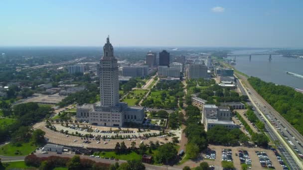 Luftaufnahmen Vom Gebäude Des Baton Rouge Louisiana Der Hauptstadt Des — Stockvideo