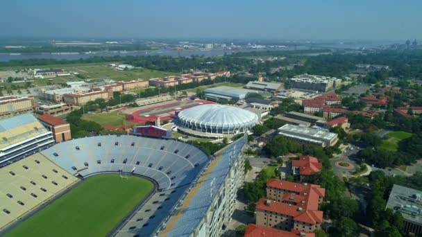 Luchtfoto Beeldmateriaal Tiger Stadion Lsu Louisiana State University Uitlichten Schot — Stockvideo