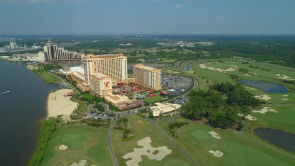 Campo Golf Aéreo Golden Nugget Casino Lake Charles Louisiana — Vídeos de Stock