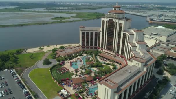 Aerial Lauberge Casino Pool Deck Tourist Destination — Stock Video