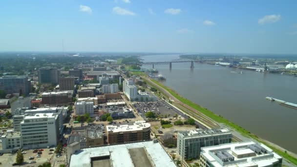 Aerial Louisiana Baton Rouge Río Mississippi — Vídeos de Stock
