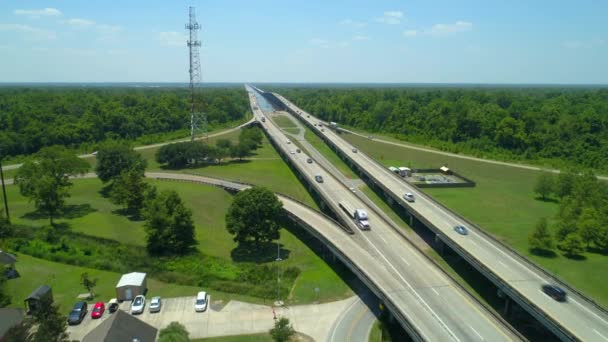 Luchtfoto Louisiana Breaux Bridge Atchafalaya Rivier — Stockvideo