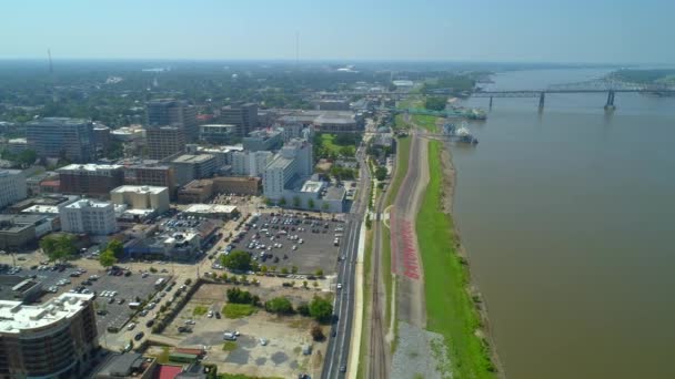 Aerial Video Highway I10 Mississippi River Baton Rouge Louisiana — Stock Video