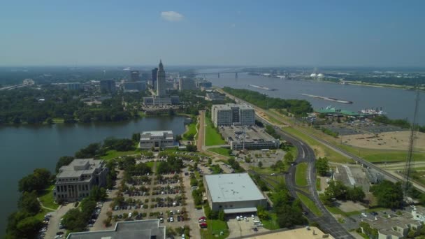 Vídeo Aéreo Autopista I10 Sobre Río Mississippi Baton Rouge Louisiana — Vídeo de stock