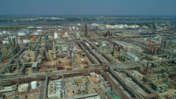 Oil Fuel Refinery Aerial Drone Footage — Stock Video