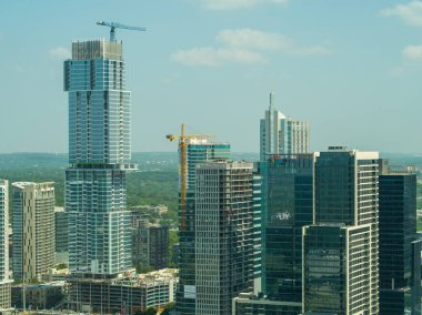 Jenga Kulesi Austin Texas geliştiriliyor Ağustos 2018 havadan görüntü