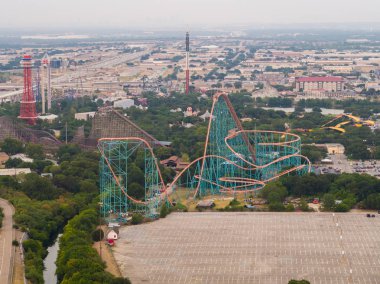 Arlington Texas Six Flags Eğlence Parkı havadan görüntü