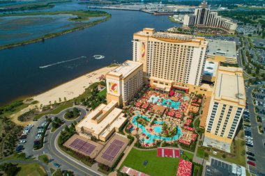Hava dron fotoğraf Golden Nugget Casino Resort Lake Charles Louisiana ABD