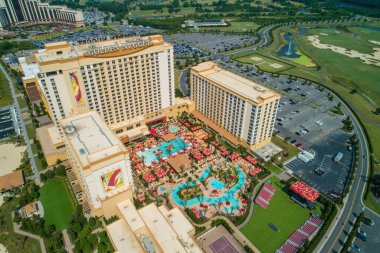 Hava dron fotoğraf Golden Nugget Casino Resort Lake Charles Louisiana ABD