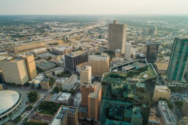Aerial image shot with a drone of Downtown Fort Worth Texas clipart