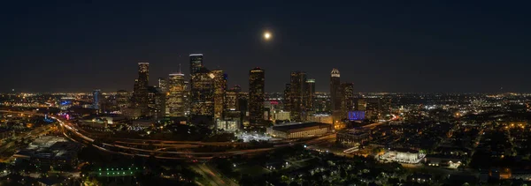 Downtown Houston Texas Panorámás Légifotó — Stock Fotó