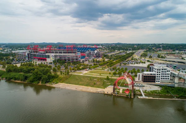Antenowe Drone Obraz Hom Nissan Stadium Nashville Tennessee Tennessee Titans — Zdjęcie stockowe