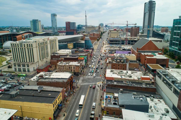 Antenn Drönare Foto Broadway Nashville Tennessee Usa Ett Populärt Turistmål — Stockfoto