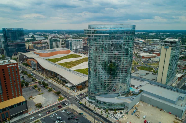 Zdjęcie Lotnicze Drone Downtown Nashville Tennessee Marriott Hotel — Zdjęcie stockowe