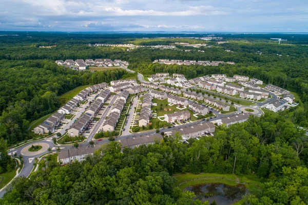 Antenowe Drone Obraz Rozwoju Budownictwa Mieszkaniowego Aberdeen Maryland Usa — Zdjęcie stockowe