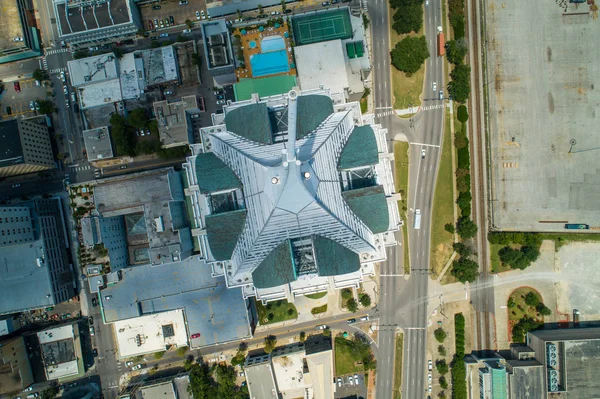 Imagem Aérea Topo Das Regiões Edifício Banco Downtown Mobile Alabama — Fotografia de Stock