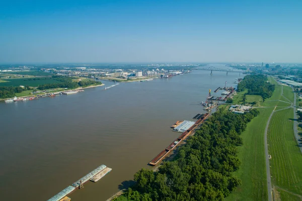 Drohnenbild Des Mississippi Flusses Und Hafens — Stockfoto
