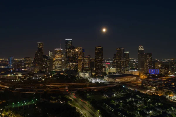 Drone Aéreo Foto Downtown Houston Texas — Fotografia de Stock