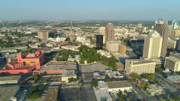Luchtfoto Downtown San Antonio Texas Alamo — Stockvideo