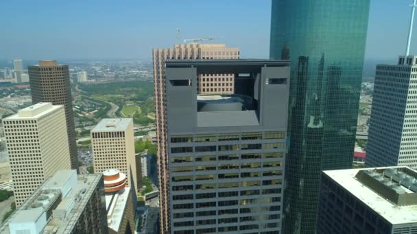 Antenowe Drone Nagrania Centerpoint Energii Wieża Houston Texas — Wideo stockowe