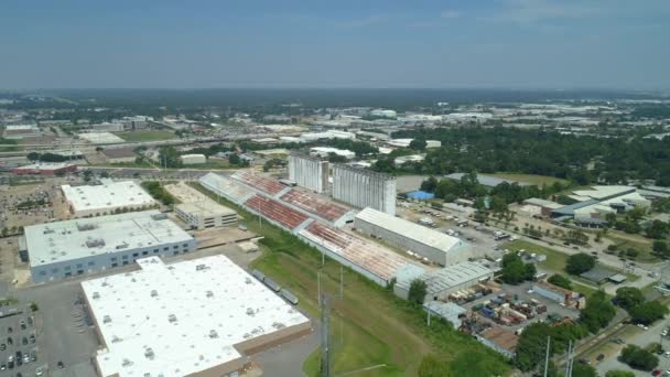 航空素材仓库和工业区纪念城市得克萨斯州 — 图库视频影像