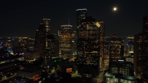 Night Aerial Footage Houston Texas — Stock Video