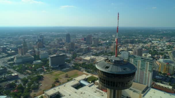 Tornet Amerika Med Utsikt Över San Antonio Texas Downtown — Stockvideo
