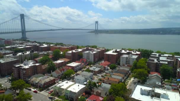 Luchtfoto Van Verrazano Bridge New York Verenigde Staten — Stockvideo