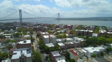 Verrazano Köprüsü, New York, ABD havadan görünümü 