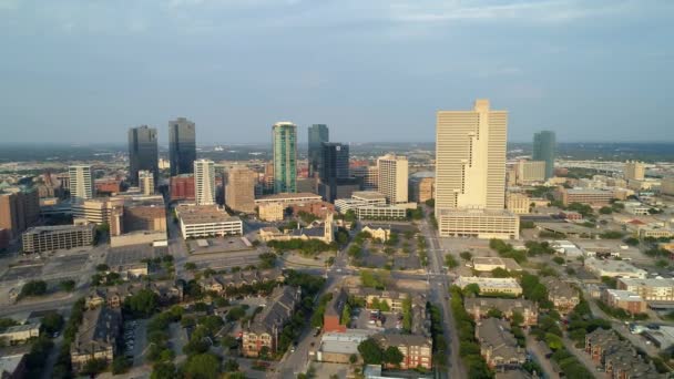 Luftaufnahme Von Fort Lohnt Stadtbild Mit Gebäuden Texas Usa — Stockvideo