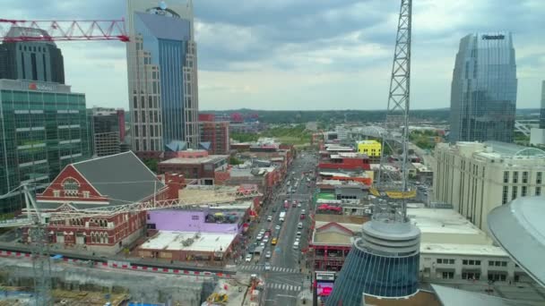 Vista Aérea Paisagem Urbana Nashville Com Broadway Tennessee Eua — Vídeo de Stock