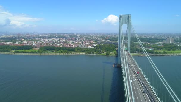 Flygfoto Över Verrazano Bron New York Usa — Stockvideo