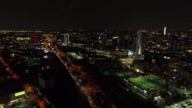 gece, Texas, Dallas karayolu havadan görünümü
