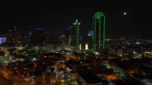 Vista Aérea Del Paisaje Urbano Dallas Por Noche Texas — Vídeos de Stock