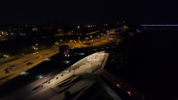 Aerial Night Footage Beale Street Landing Memphis Tennessee — Stock Video