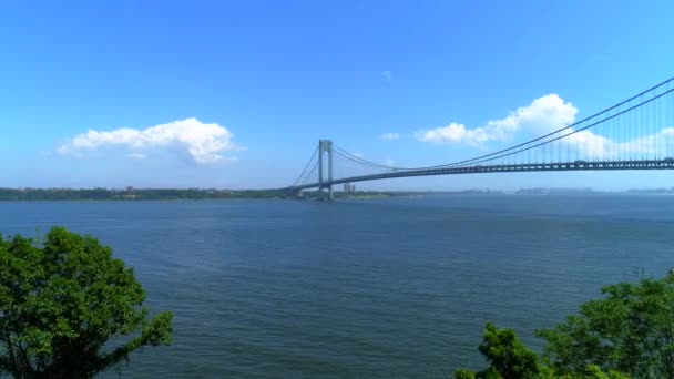 Verrazano Köprüsü New York Abd Havadan Görünümü — Stok video