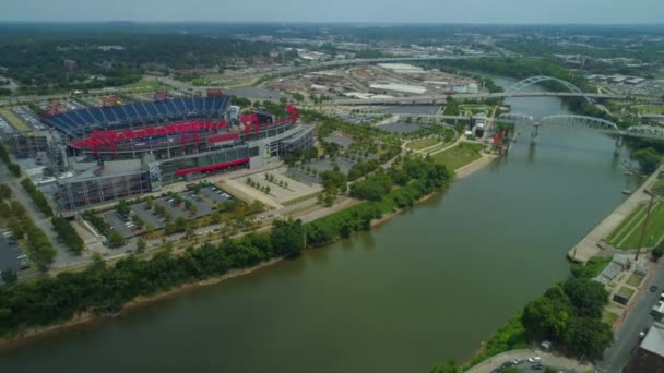 Vista Aerea Del Paesaggio Urbano Nashville Con Nissan Stadium Tennessee — Video Stock