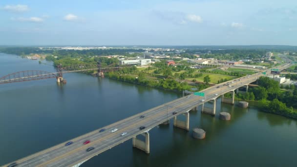 Drohnenaufnahmen Westen Little Rock Arkansas Fluss Landschaftliches Ziel — Stockvideo