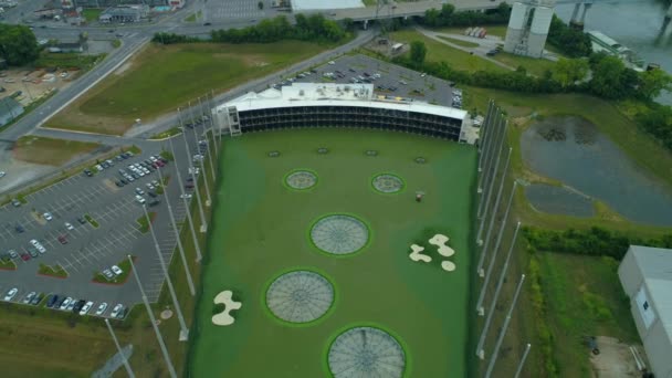 Golf Driving Range Aerial Footage — Stock Video