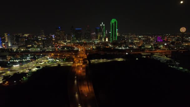 Highway City Lights Dallas Texas — Stock Video