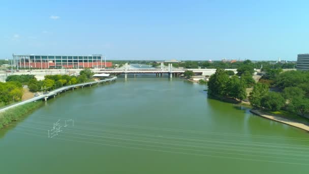 Texasi Waco Drone Légi Felvételeket Folyó Hidak — Stock videók