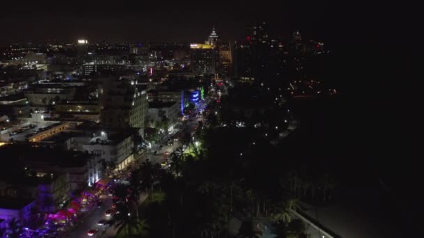 Miami Beach Ocean Drive Natt Footage — Stockvideo